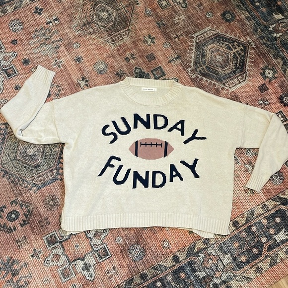 moon & madison Sweaters - Moon & Madison Sunday Funday football knit sweater